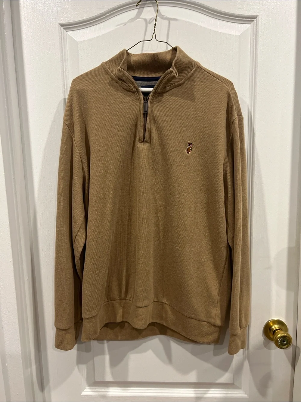U.S. Polo Assn. Tan Quarter-Zip Pullover Sweatshirt